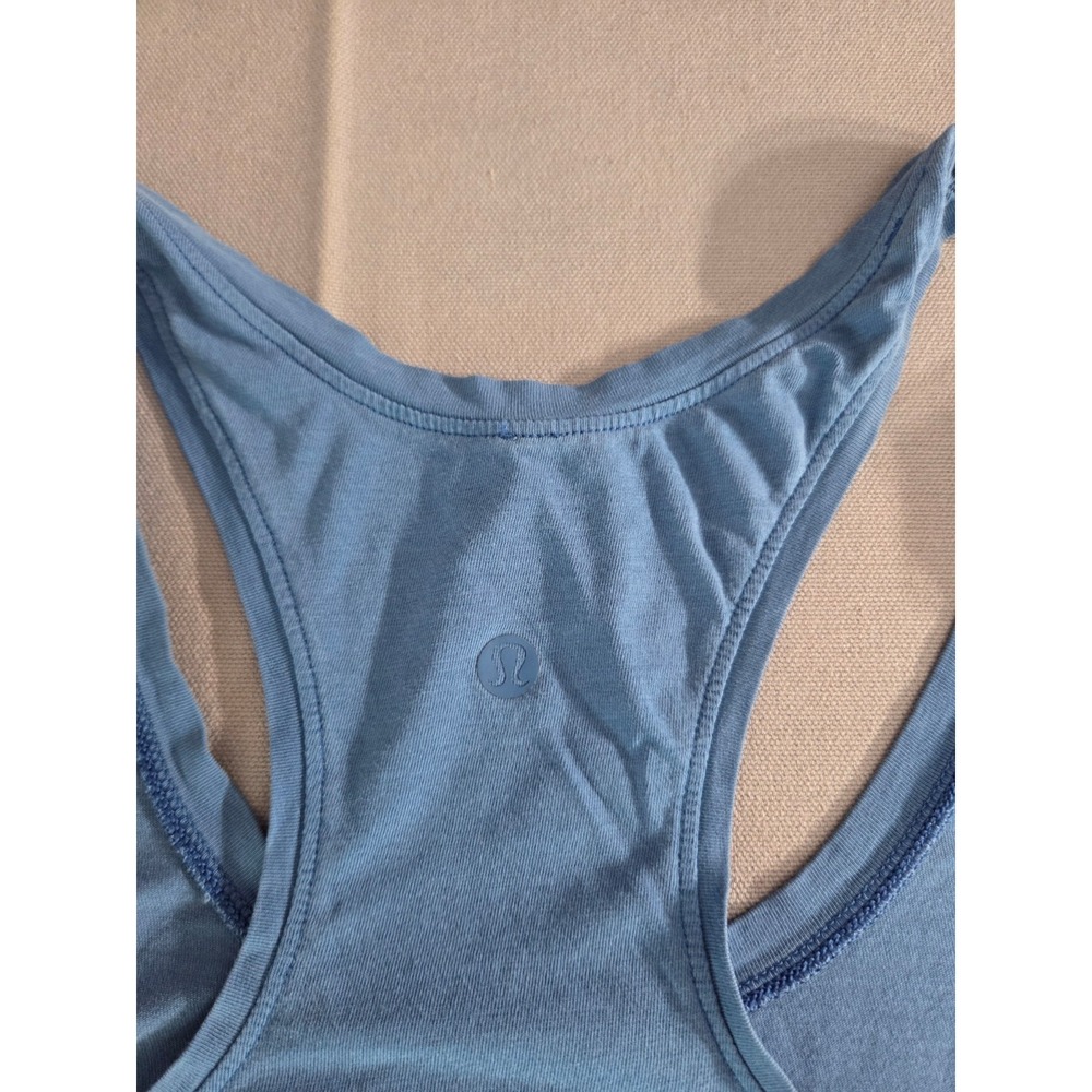 Lululemon Tank Top Womens 2 Blue Soft Cotton Stretch Performance Gym Run Shirt - Picture 5 of 5